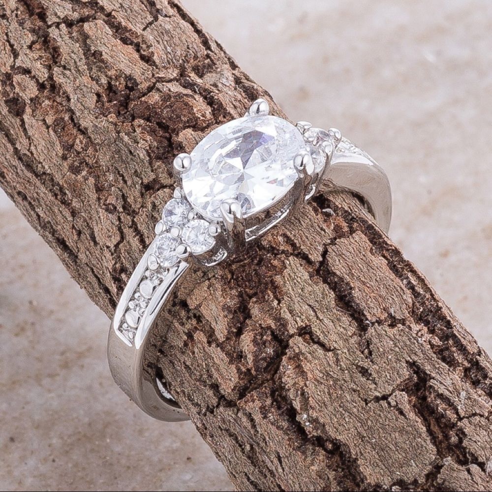 15 Ct Oval  Round Simulated Diamond Bridal Ring